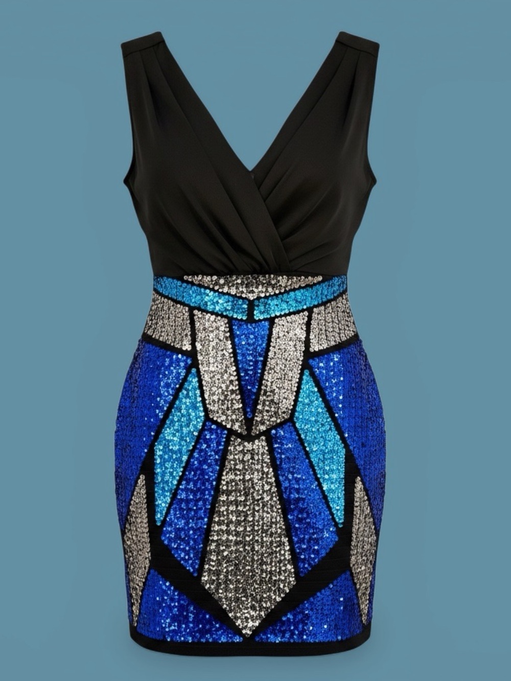 WOW couture Black Sequin Bodycon Style Cocktail Dress. H